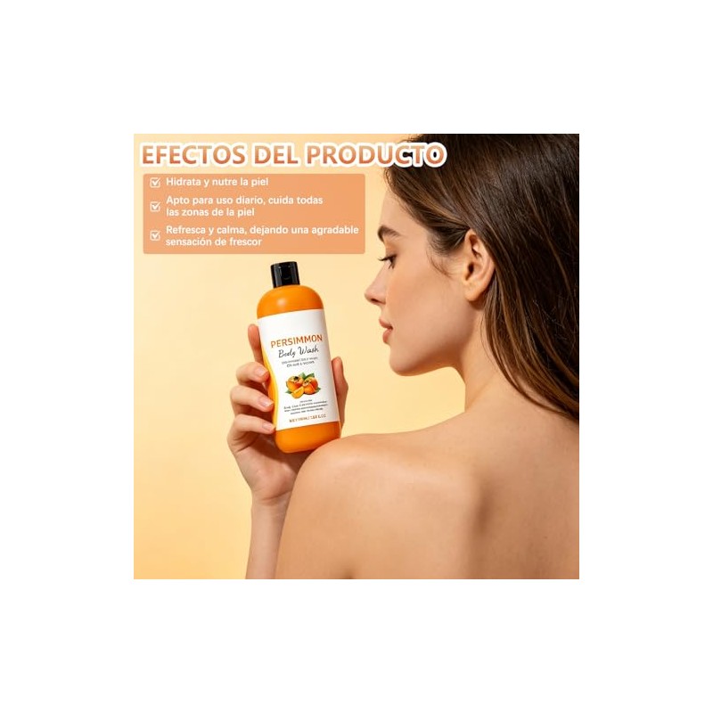2PCS Shower Gel de Caqui Desodorante-Control Eficaz Del Olor Corporal,Gel
