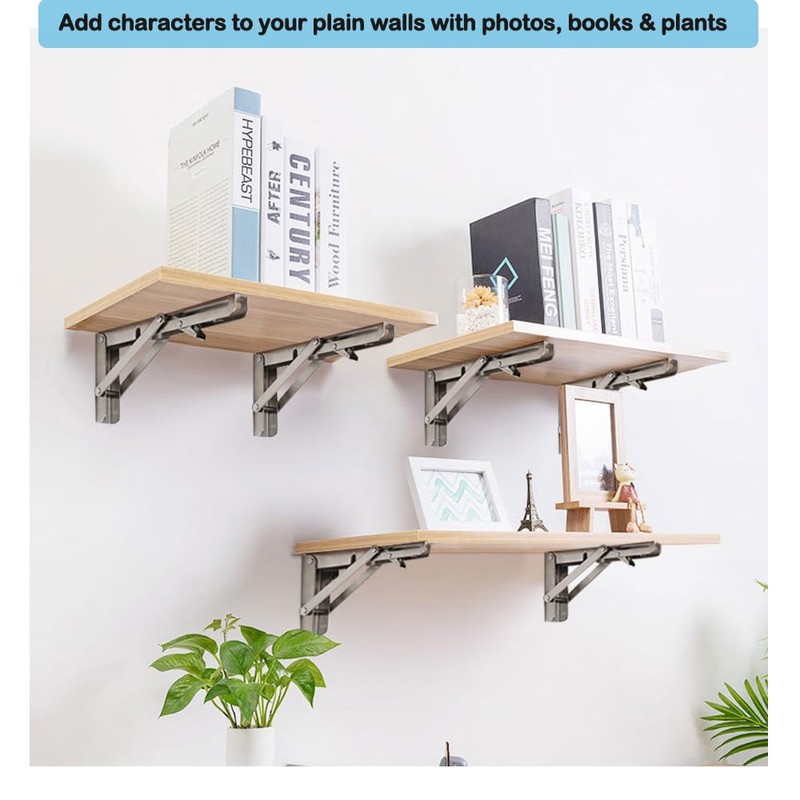 4 Pcs Folding Shelf Brackets, 16 Inch Shelf Brackets Heavy