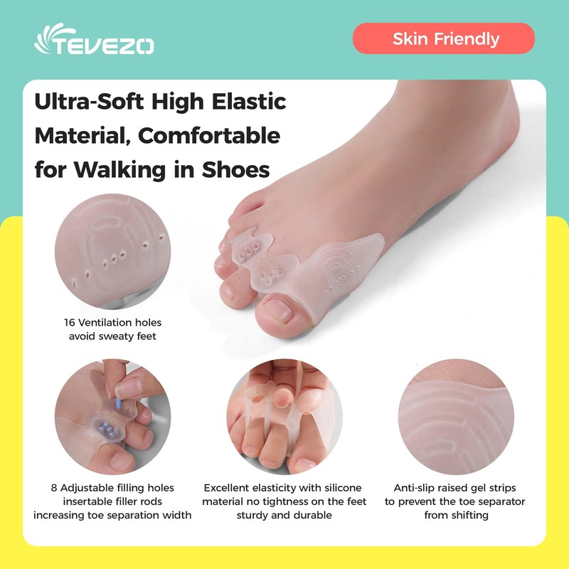 TEVEZO Toe Spacers & Bunion Corrector for Kids | Toe