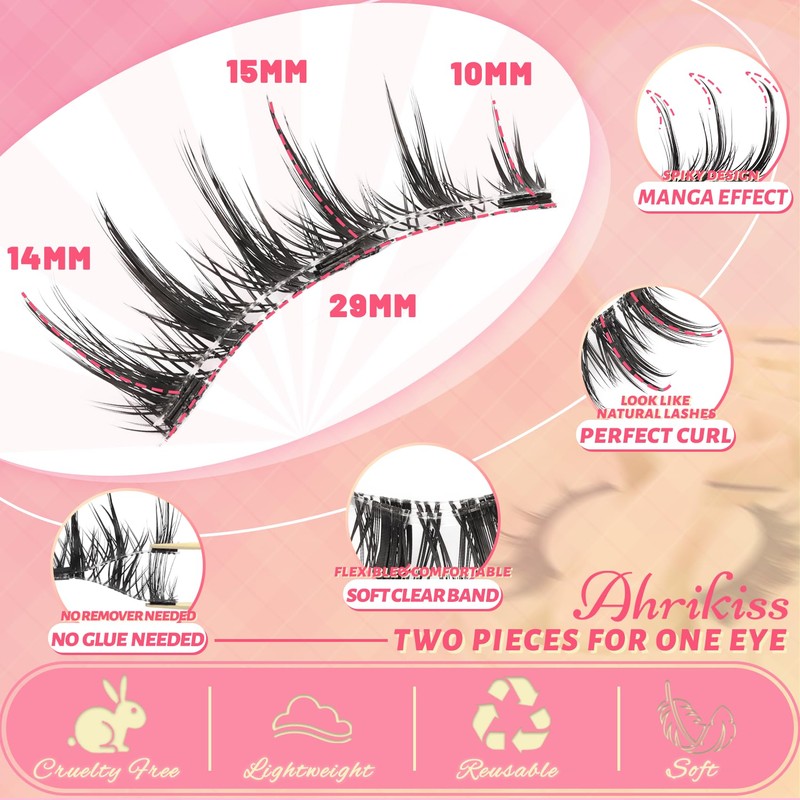 Ahrikiss Magnetic Eyelashes 1 Pair Reusable Magnetic Lashes with Applicator