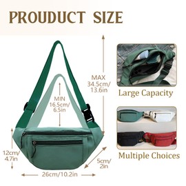 XSDSLS Bum Bag Fanny Pack for Women Men Nylon Crossbody Bag Fashion Waist Bag Waterproof Belt Bag Travel Bumbags for Travel Walking Outdoor Gym Gifts for Women (Green)