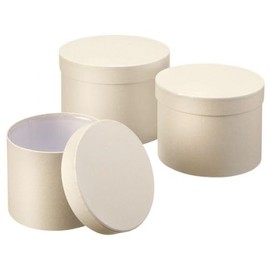 Floralcraft Set of 3 Round Lined Symphony Hat Boxes with Lids (Cream), Empty Storage Boxes Cardboard Florist Hat Boxes Jewellery Boxes for Wedding Anniversary Valentines Gift Christmas