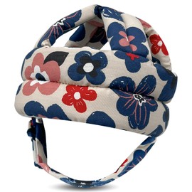 Baby Head Protector for Crawling Walking, Baby Helmet Adjustable No Bumps and Soft Cushion, Infant Safety Cap for Kid Learning to Walk (Beige Flower)
