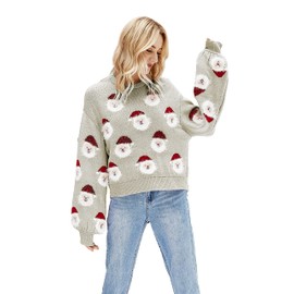 Beyond Your Thoughts Women’s Christmas Sweaters Funny Ugly Embellished Sequin Pullover Sleeve Washable Knitted Sweatshirt Gift for Girl Grey XL