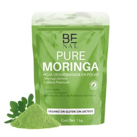 BE NAT Moringa en Polvo 1 kg | Moringa Oleifera 100% Pura | Superfood Natural Vegano | Cultivo Natural | Ideal para Smoothies, Jugos y Alimentación Diaria