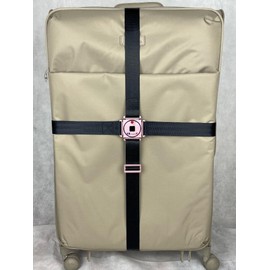 UKrevolutionS Luggage Straps for Suitcases Metal Buckle Heavy Duty Bag Strap 2-in-1 Cross Baggage Straps Premium Quality Extendable Belt Key Lock with Satin Pouch+Gift Box (Dark Rose Gold/Black)