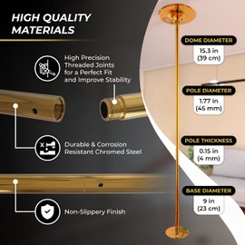 ASTORELA Gold Stripper Pole for Home - 7-10ft Adjustable Gold Pole Dance Pole for Home - Portable Dance Pole - Dancing Pole - Spinning and Static Pole for Dancing - Stripper Pole Apartment Friendly