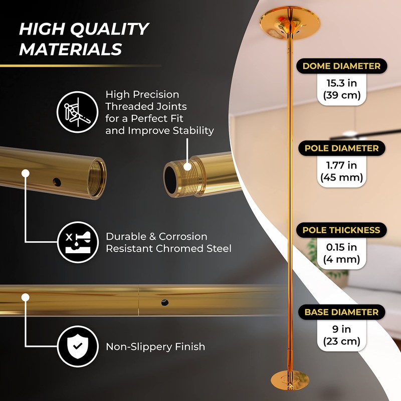 ASTORELA Gold Stripper Pole for Home - 7-10ft Adjustable Gold