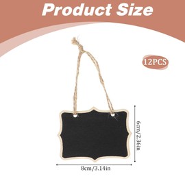 Mini Chalkboard Tags with String, 12 Pack Small Chalkboard Tags Hanging Wooden Chalkboard Signs Party Buffet Food Name Tags Hanging Blackboard Massage Board Labels