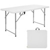 FDW 4 Foot Outdoor Dining Table, Foldable Portable Rectangular Plastic