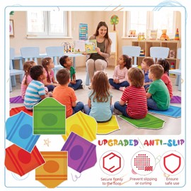 Drydiet 12 Pcs Crayon Carpet Seats 17.7 x 15.7 Inch Colorful Small Crayon Classroom Rug Washable Non Slip Floor Cushion for Back to School End of the Year Gift Preschool Daycare Playmat Office Decor