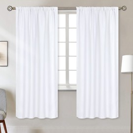 BGment Rod Pocket White Curtains for Living Room - Thermal Insulated Window Treatment Curtains for Bedroom, 2 Panels, Pure White, 42 x 72 Inch