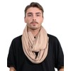 Plain 50% Cotton Blend Jersey Snood Scarf, Beige