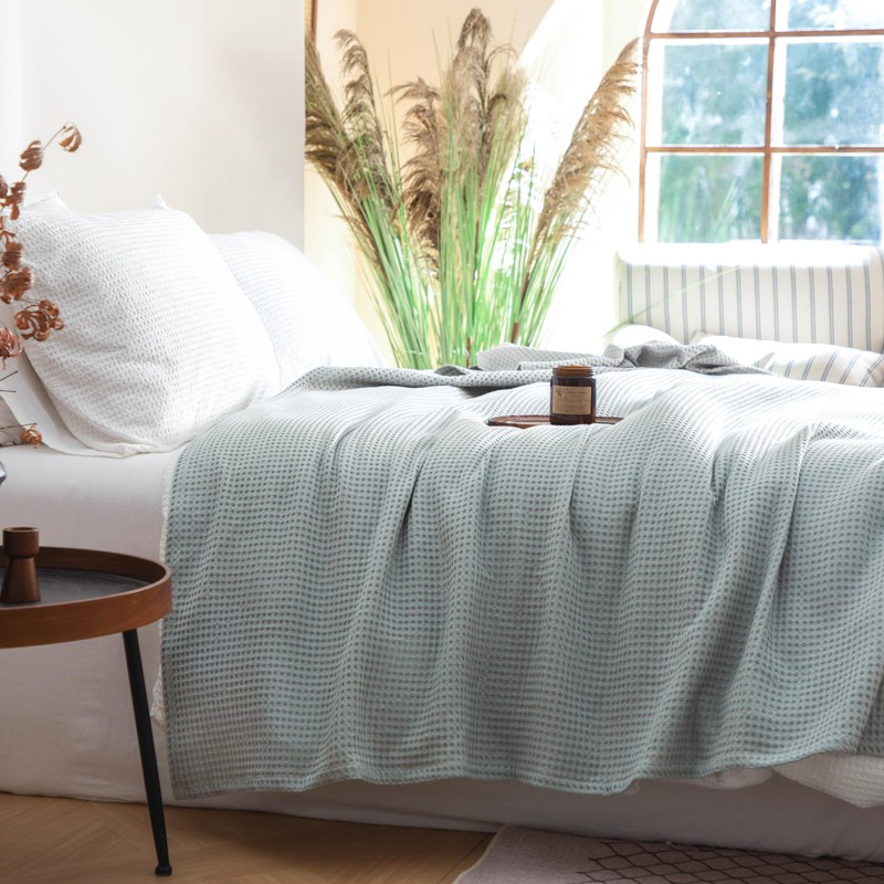 Simple&Opulence - Manta de Tiro 100% Algodón Tejido Waffle, 50"