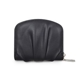 AfitLulu Women Wallets for Women, Ladies Purse Pleated Small Purses for Women with Zipper, Womens Purse PU Leather Ladies Wallet with 4 Card Slots & 2 Compartments for Shopping Traveling (Black)