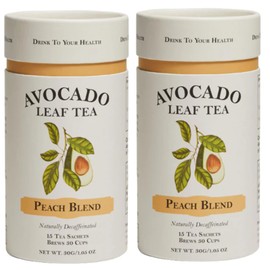 Avocado Leaf Tea Peach Blend - 2 Pack | Caffeine-free | Healthy Herbal Tea | Immune Booster | Cold Brew or Hot Tea | 30 Tea Bags - 60 Servings (Gluten Free & Non-GMO)