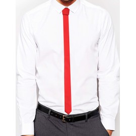 GUSLESON Solid Red Tie Wedding Skinny Ties For Men Silk Slim Necktie (0803-01)