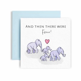 Huxters New Baby card for Boy and Girl Then there were 4 -Elephant Congratulations Welcome to the World Newborn - 14.8cm (4)