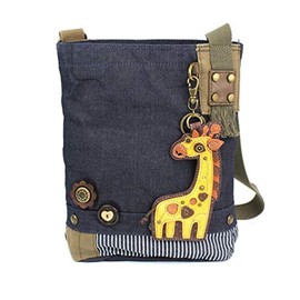 Chala Patch Cross-Body Women Handbag, Blue Denim Canvas Messenger Bag (Mini Black Cat)