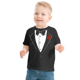 Ann Arbor T-shirt Co. Big Boys' Tuxedo Tee | Kid's Wedding Youth & Toddler Shirt-Youth Small (6-8) Black