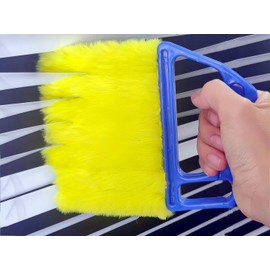 Handheld Blinds Cleaner Shutters, Curtain Brush Dust Remover with 7 Removable Microfiber Sleeves, Air Conditioning Home Gadgets, Car Vents, Fan Shutters with 7 Blades (Blue)