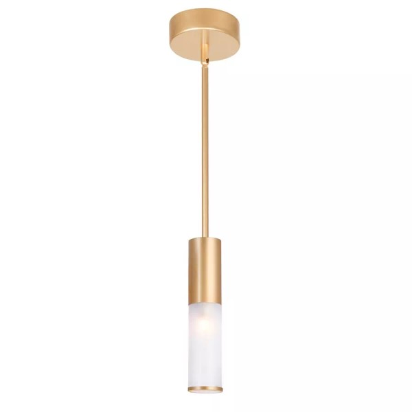 CWI Lighting Pipes 1 Light Down Mini Pendant, Sun Gold/Frosted