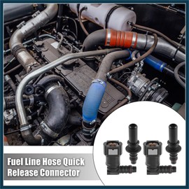 TUCKBOLD 9.89mm SAE to 10.5mm 90 Degree Fuel Line Hose Quick Release Connector Disconnect Hose Nylon 2 Set Automotive Parts