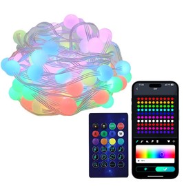 Super RGB Smart String Lights, 33ft Color Changing Fairy Globe String Lights with APP Control and Remote Control, Music Rhythm, Timer, Multi-Color Twinkle Lights for Home Decor