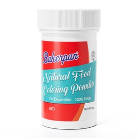 Bakerpan Red Natural Food Coloring Powder - 30 Grams - Oil Based Fat Dispersible Dye-Free Food Coloring for Buttercream Frosting, Chocolate, Candy, Icing, Cookies, Cakes