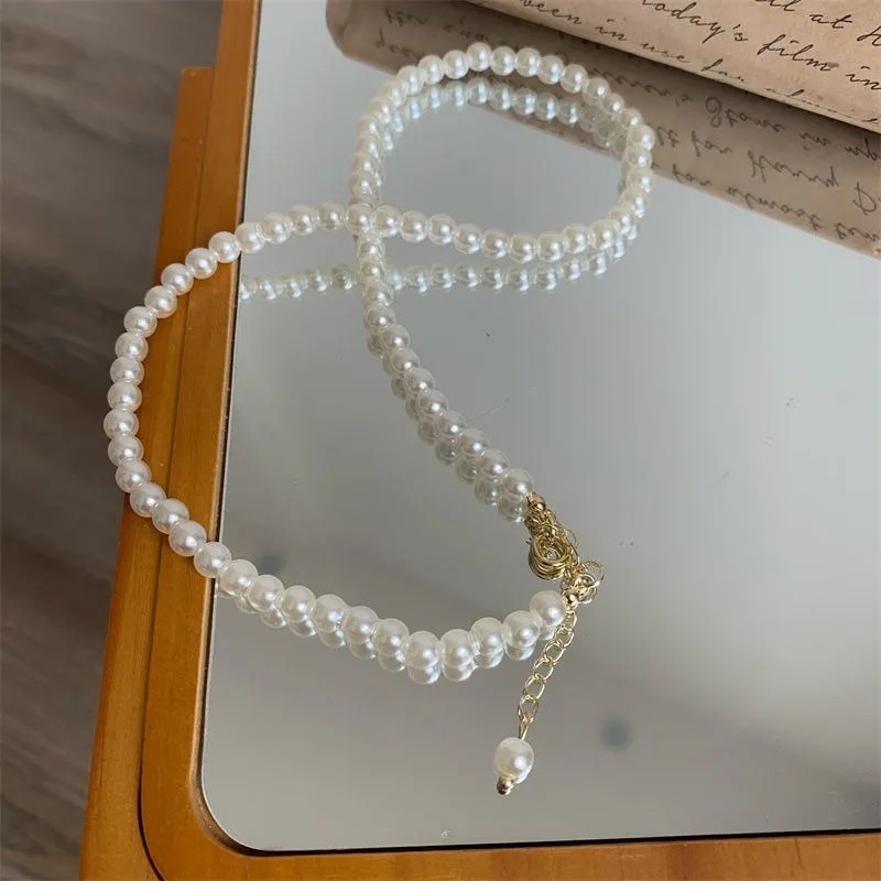 Collar De Perlas Para Hombre Y Mujer Aesthetic Ajustable 8mm