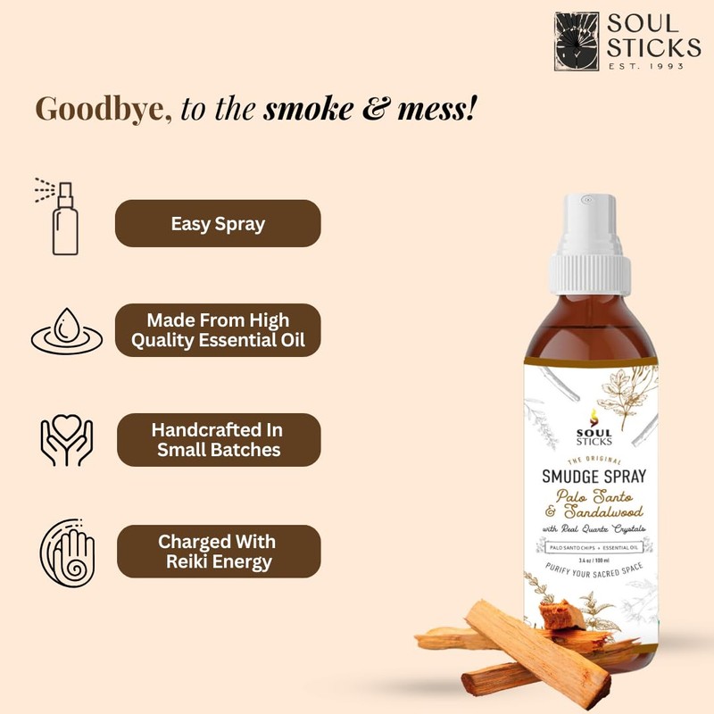 SOUL STICKS White Sage & Cinnamon Smudge Spray – 3.5oz