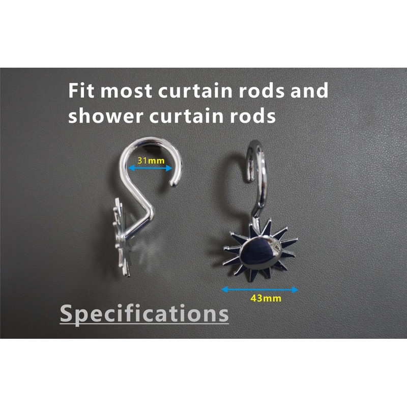 Grand Dicken Shower Curtain Hooks Rings & 12pcs curtain rings
