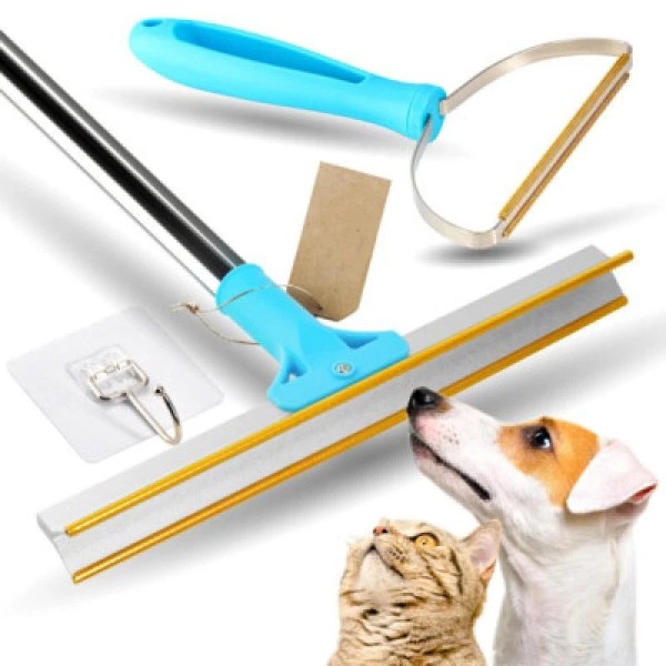 Unbranded Pet Hair Removal Rake Set 55"Telescopic Handle Broom for