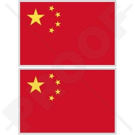 China Chinese Flag People's Republic of China 4" (100mm) Vinyl Bumper-Helmet Stickers, Decals x2