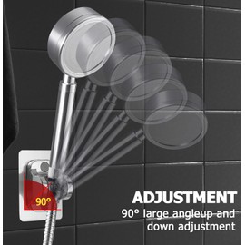 Uenhoy Self-Adhesive Waterproof Shower Head Holder Strong Adhesive Adjustable Handheld Shower Holder, No Drilling Wall Mount Shower Wand Holder, Large Size, Silver