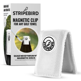 Stripebird Magnetic Clip for Any Towel (White) - Highest Strength Magnet for Golf Towel - Removable - Golf Towels for Men
