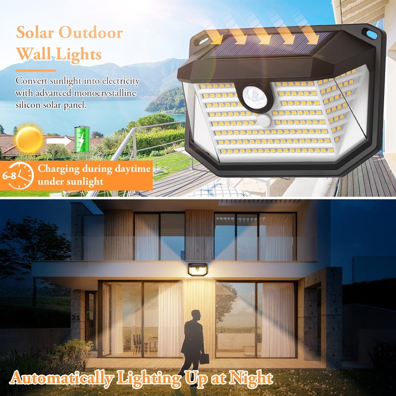 2-Pack Solar Outdoor Lights, Super Bright Solar Powered Motion Sensor