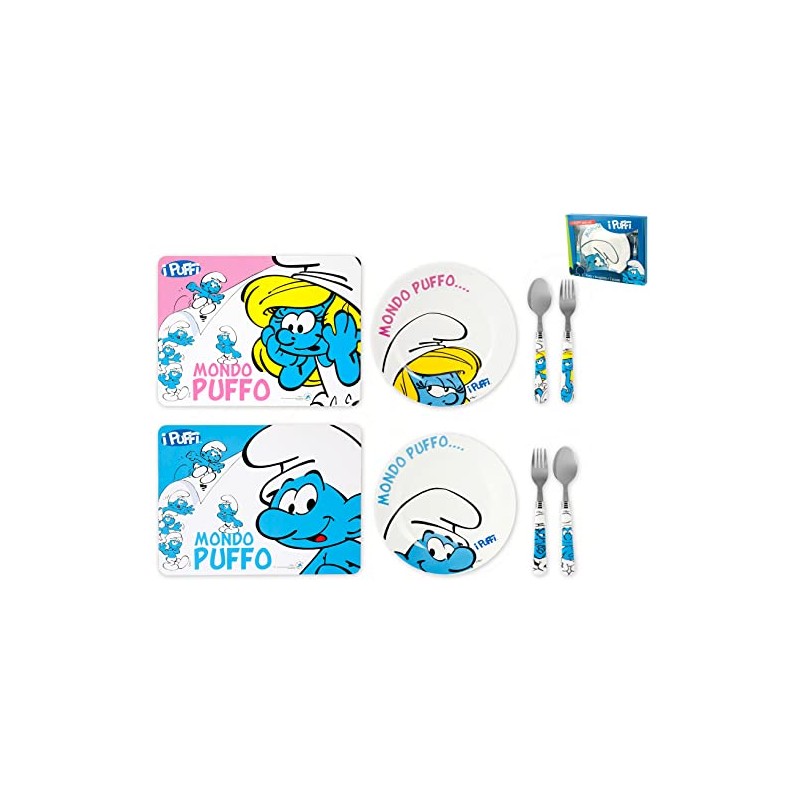 Home Smurfs Set of 4 Coloured Melamine Plate with 2