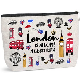 London Trip Makeup Bag，London Travel Gift London Lover Gifts,London Souvenirs,London Trip Makeup Bag UK Travel Vacation Gifts London Skyline Travel Bag,London Gifts for Women,London Souvenirs Gifts