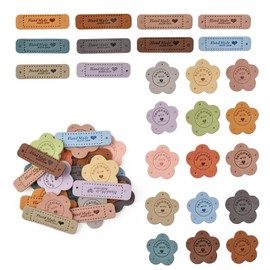 Redvigh Handmade Leather Labels 80PCS, Handmade Tags for Crochet Faux Handmade with Love Embellishment Knit DIY for Jeans Bags Shoes Hat Crafts Knitting Sewing