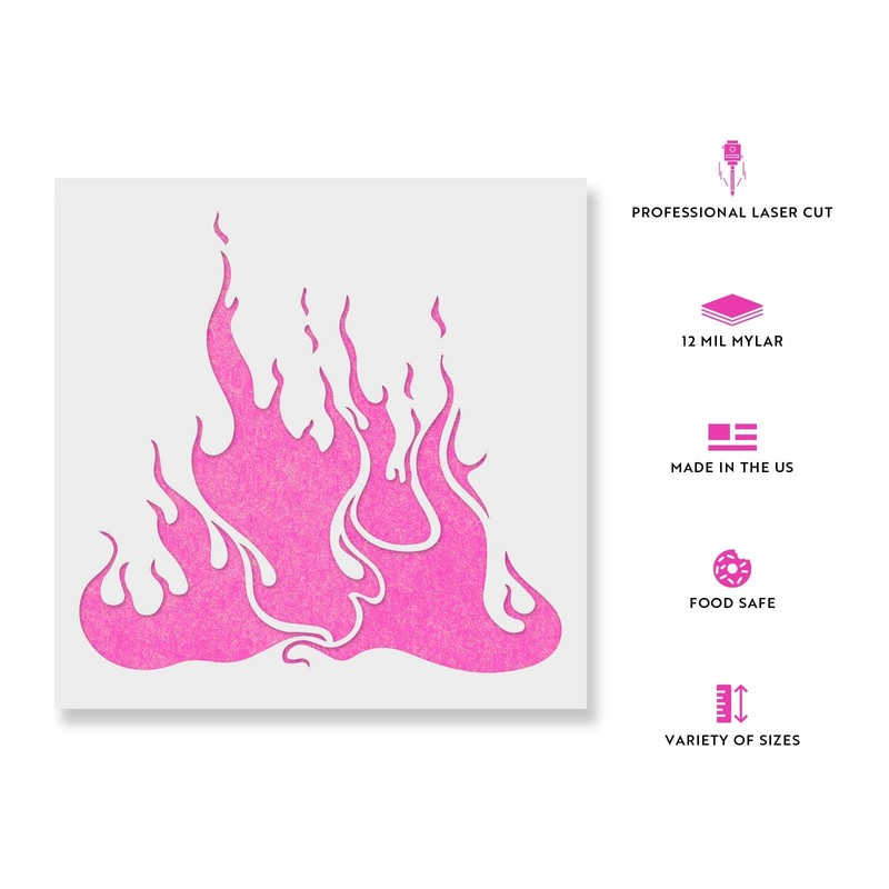 Flames Stencil - Reusable Stencils for Painting - Create DIY