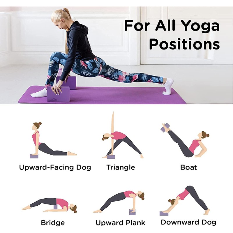 WHITECLOUDZ Yoga Blocks Set of 2 with strap - EVA
