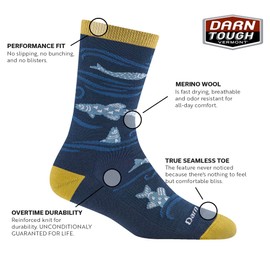 Darn Tough Vermont Homer Crew Lightweight Women's Cushioned Socks, Deep Water, Medium – Soft, Durable Merino Wool Socks for Women