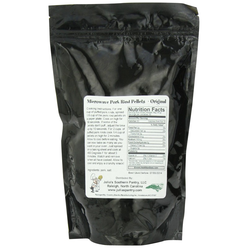 Chef Piggy Tail Microwave Pork Puffies Pork Rinds, Original, Gluten