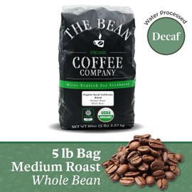 The Bean Organic Coffee Company Decaf California Blend, Medium Roast, Whole Bean Coffee 5-Pound Bad