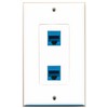 RiteAV 2 Port Cat6 Ethernet Blue Wall Plate OVERSIZED Jumbo