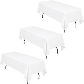 GYTFOG 3 Pcs Rectangle Tablecloth, White Table Cloth Party, 137x183 Cm Plastic White Table Cloth for Rectangle Tables, for Wedding,Restaurant,Party,Banquet