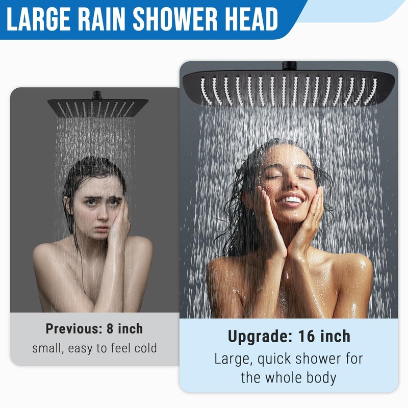 G-Promise All Metal 16 Inch Rain Shower Head with Adjustable