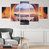 5PCS Frameless Canvas Painting Seaport Pattern Wall Art Picture for