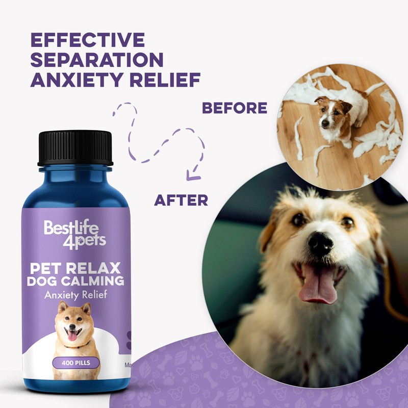 Pet Relax Dog Calming Anxiety Relief, Long-Lasting Dog Relaxants for